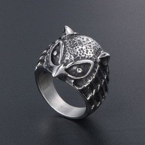 Bague hibou rétro en acier titane, design animal unisexe, à porter au quotidien SA510 - Product Image 2
