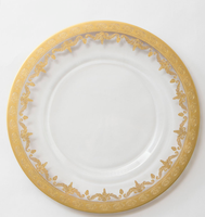 Ensemble de vaisselle de luxe en or véritable 24 carats, verre transparent en cristal, pain, dîner, pour assiette de présentation, pour la vente en gros, pour la restauration de mariage