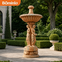 Fontaine Sculptée en Marbre pour Femme, 3 Niveaux, Sculptée à la Main, pour Jardin Extérieur, Décoration de Villa, Hôtel, Cour
