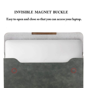 Étui pour <span class=keywords><strong>ordinateur</strong></span> portable ultra fin de 13.3 à <span class=keywords><strong>14</strong></span> <span class=keywords><strong>pouces</strong></span> étui à fermeture magnétique en simili <span class=keywords><strong>cuir</strong></span> suédé avec petite <span class=keywords><strong>pochette</strong></span> pour tablette - Product Image 4
