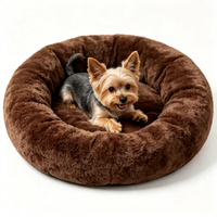 Maschinenwaschbares Rundes Donut-Haustierbett Abnehmbarer Bezug Ultra Weiches Langhaariges Flauschiges Katzen- und Hundebett Zottelige Haustier-Sofamatte Großhandel