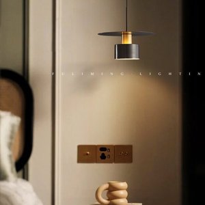 Modern Minimalist Single-Head Pendant Light Brass Metal Body Reflective Acrylic Top Bottom AC Power for <b>Bedside</b> <b>Table</b> Lighting - Product Image 3