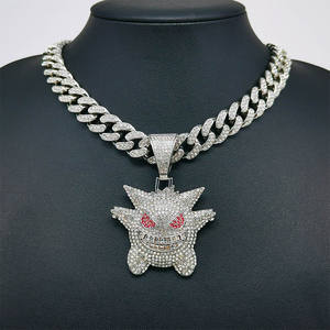 Hip Hop takı gengar kolye Rhinestone küba <span class=keywords><strong>Link</strong></span> zinciri kolye özelleştirmek buzlu Out Gengar Bling hayalet kolye gerdanlık - Product Image 5