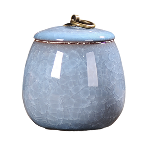 Handcrafted Ceramic Spice Jar Lid Crackle Glaze Blue Airtight Eco-Friendly Portable Multifunction Food <b>Storage</b> Container <b>Kitchen</b> - Product Image 1
