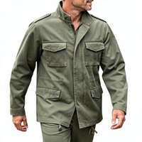 Veste Safari en Toile Vert Olive pour Homme, Col Montant, Fermeture Éclair, Épaulettes, Style Vêtement de Travail, Grande Taille, Vêtement d'Extérieur, Coupe Droite