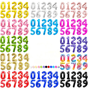 Nuevas llegadas Globos de cumpleaños de papel de aluminio de 16 pulgadas <span class=keywords><strong>Globo</strong></span> de número de helio 0-9 Globos de número de papel de aluminio para decoraciones de fiesta - Product Image 1