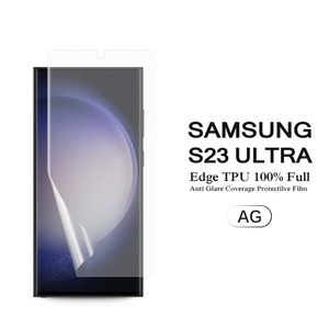 Soft Silicone Full Coverage 3D Curved Soft Clear TPU Hydrogel Film Screen <b>Protector</b> for Samsung Galaxy S23 S22 Ultra - Product Image 2