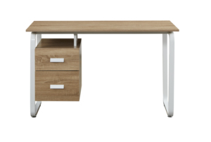 <span class=keywords><strong>Escritorio</strong></span> moderno de madera para ordenador con <span class=keywords><strong>dos</strong></span> <span class=keywords><strong>cajones</strong></span> y Marco de metal blanco para sala de estudio de oficina en casa - Product Image 2