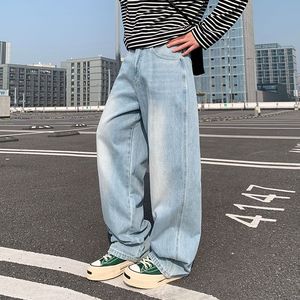 <span class=keywords><strong>Jeans</strong></span> <span class=keywords><strong>Larghi</strong></span> Stile Americano di Lusso per Uomo, Marca Trendy, Pantaloni <span class=keywords><strong>Lunghi</strong></span> a Gamba Dritta Effetto Vissuto - Product Image 2