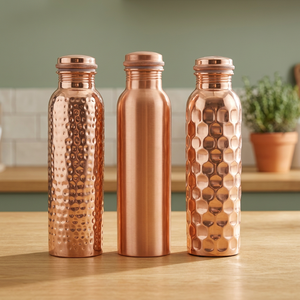 Reusable Copper Eco-Friendly Anti-corrosion Dishwasher Safe Bee Embossed Plain Diamond Hammered Texture Easy Grip Exclusive - Product Image 1
