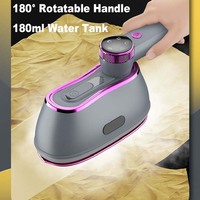 Mini fer à vapeur portable à affichage numérique, 5 niveaux de réglage, 1200W, réservoir d'eau de 180ml, fer à vapeur électrique pour vêtements