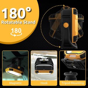 Lampe de travail magnétique rechargeable à LED avec support, 18 modes, 1200LM, super lumineuse, portable, lampe de travail USB WADE-JS081 pour R - Product Image 3