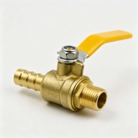 Robinet à boisseau sphérique en laiton, filetage femelle + raccord cannelé PN16 1/2"~1" pour alimentation en eau et gaz 200 psi, OEM disponible