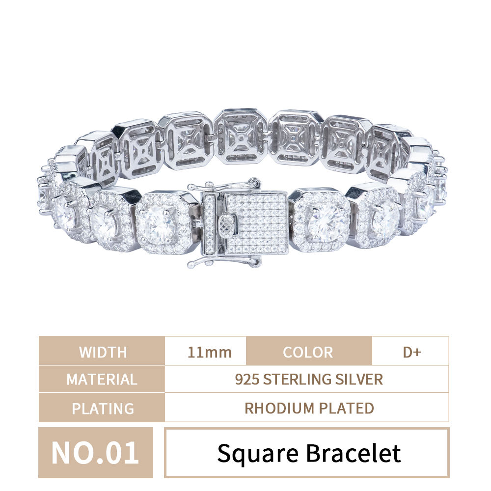 สร้อยข้อมือสี่เหลี่ยม 11 มม. สีขาว