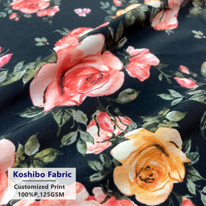 Tissu en crêpe Koshibo à imprimé floral <span class=keywords><strong>rose</strong></span>, 100% polyester, imprimé numérique, doux, 125GSM, crêpe Koshibo, imprimé froissé, pour robes - Product Image 1