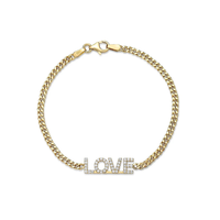 Bijoux fins diamant or jaune 18 carats bracelet de chaîne cubaine d'amour des femmes usure quotidienne