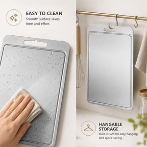 Planche à découper en titane avec rainure pour jus, planche à découper antibactérienne, plaque de découpe en métal anti-fuite pour la cuisine - Product Image 3