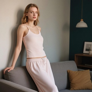 Nouveauté 100% coton biologique vêtements pour adultes pantalon pour femmes pantalon de pyjama de couchage de salon personnalisable pour les femmes - Product Image 1
