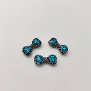 Double-Sided Alloy Heart Rhinestone <b>Bow</b> Pendant For Necklace Making DIY Jewelry Accessory - Product Image 2