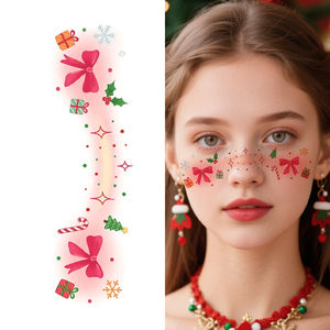 Tatouages temporaires <span class=keywords><strong>de</strong></span> Noël, autocollants pour le visage, dessin animé coquin, réaliste, nœud, baies, <span class=keywords><strong>flocon</strong></span> <span class=keywords><strong>de</strong></span> <span class=keywords><strong>neige</strong></span>, <span class=keywords><strong>tatouage</strong></span> imperméable pour le visage, le cou, le bras - Product Image 1