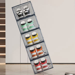 حذاء رياضي شفاف قابل للتكديس بشعار مخصص من Rmier صندوق أحذية أكريليك أمامي حاوية تخزين - Product Image 3