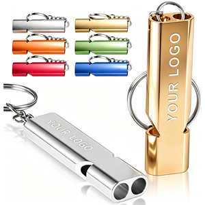 Sifflet sonore à double tube en acier inoxydable, porte-clés portable, sifflet d'urgence pour sports de plein air, randonnée, camping - Product Image 5
