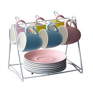 Estante Metálico de Doble Nivel para Tazas con Almacenamiento para Platos, Soporte Minimalista para Vajilla de Cocina, Diseño Apilable de Tipo Vertical - Product Image 5