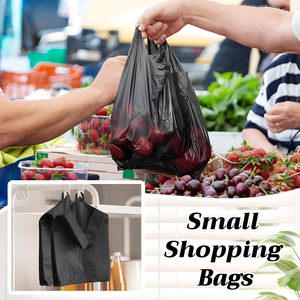 Black <b>Small</b> T Shirt Bags Bulk Plastic <b>Shopping</b> Bags with Handles for <b>Small</b> Business, Retail, Grocery - Product Image 3