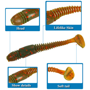 Ytqhxy T Tail Soft Bait 50mm Bionic Worm <b>Lure</b> For Bass <b>Fishing</b> Bottom Baits Texas Rig <b>Lure</b> <b>Fishing</b> Gear - Product Image 4