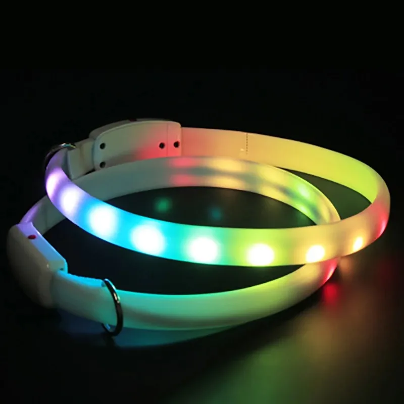 Rechargeable Safety LED Light Up Dog Pet Collar 11 Colors 12 Modes Adjustable Size Waterproof LED Dog Collar