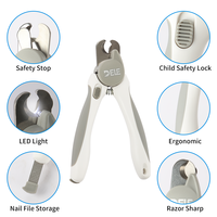 Coupe-ongles pour chien et chat avec lumière LED et protection de sécurité Coupe-ongles en acier inoxydable avec lime à ongles gratuite