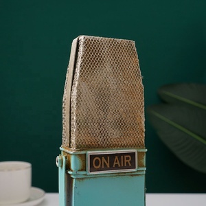 Miniaturas en miniatura de micrófono azul claro, manualidades de hierro, escritorio antiguo, hogar, Vintage, accesorios de decoración de Metal, regalo de cumpleaños - Product Image 5