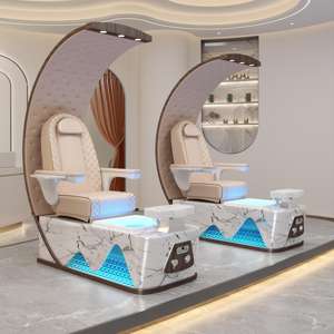 Silla de pedicura de baño de pies de masaje eléctrico en forma de huevo de lujo con bomba de drenaje de lavabo de vidrio ondulado de agua ligera cubierta de belleza - Product Image 5