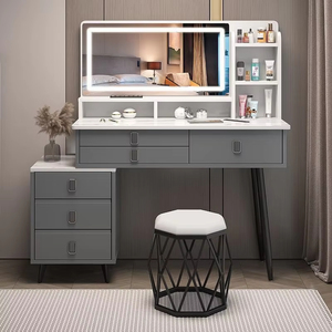Meuble de rangement moderne pour la beauté, coiffeuse intégrée pour <span class=keywords><strong>chambre</strong></span> à coucher avec miroir lumineux - Product Image 3