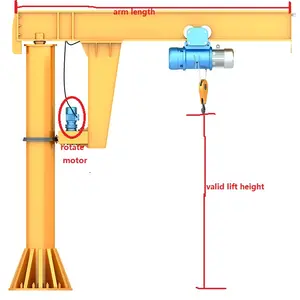 Grosir Tiongkok 3 Ton derek Jib terpasang tetap dengan kerekan listrik atau Manual