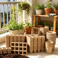 Pot de culture rond en pulpe compostable durable avec fond en maille pour semis, idéal pour les jardins de fenêtre, kit de démarrage parfait
