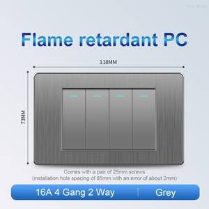Panel de PC gris cepillado, 2 juegos de indicadores LED rectos unidireccionales, interruptor de encendido/apagado de 16A, interruptor universal de pared para escaleras - Product Image 4