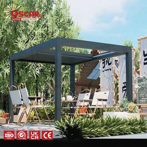 Pergola Retrattile Elettrica Motorizzata 20x20 in Alluminio di Lusso Europeo per Esterni con Luci LED Solari - Product Image 1