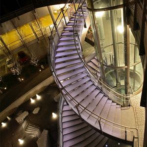 Escalera Curva Iluminada <span class=keywords><strong>con</strong></span> Luces <span class=keywords><strong>LED</strong></span>, de Acero y Madera, Duradera, para Interiores, para Casas de Lujo - Product Image 6