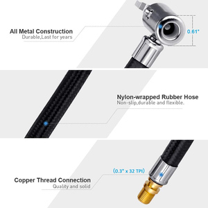 Adaptateur flexible de tuyau de gonfleur de <span class=keywords><strong>pneu</strong></span> avec mandrin à air verrouillable, extension de valve <span class=keywords><strong>Schrader</strong></span> à clipser pour pompe à vélo de moto de voiture - Product Image 3