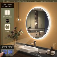 Miroir de courtoisie mural rond anti-buée avec éclairage LED réglable Cadeau d'anniversaire pour le maquillage