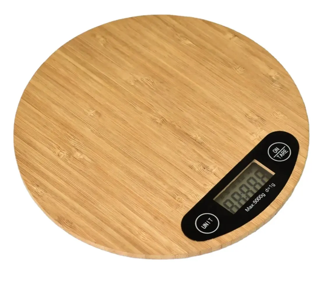 Bambou Capacité/précision 5kg/1g lumière ronde usage domestique balances de cuisine de haute qualité balance alimentaire numérique