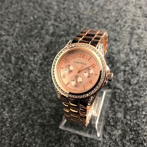 Montre de luxe pour femme avec logo personnalisé, en or, sertie de zircon, Relojes Dama Rose, avec moissanite givrée, élégante pour fille - Product Image 2