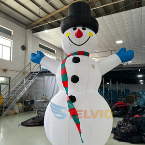 Ballon gonflable bonhomme de neige avec lumière, hauteur 4m, modèle de bonhomme de neige gonflable de dessin animé, décoration de Noël, fourni par l'usine OEM - Product Image 4