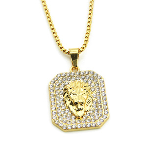 <span class=keywords><strong>Nouveau</strong></span> collier hip-hop avec pendentif tête <span class=keywords><strong>de</strong></span> lion sertie <span class=keywords><strong>de</strong></span> diamants, article <span class=keywords><strong>de</strong></span> mode tendance - Product Image 5