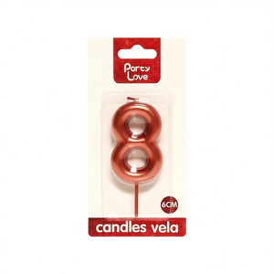 Vela Decorativa para Fiestas con Número 8, 6 cm, Color Terracota, Suministros para Decoración de Pasteles - Product Image 1