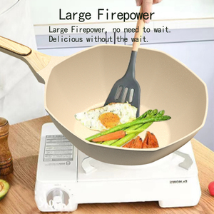 Juego de sartenes y woks compatibles con cocinas de inducción MLD de aluminio, con interior antiadherente, base multicapa, tapa de vidrio y mango de madera - Product Image 4