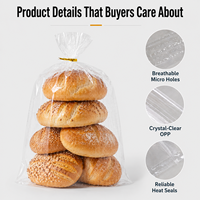 Sacs à pain micro-perforés en OPP, emballage alimentaire en plastique transparent de qualité alimentaire, personnalisables avec logo, vente en gros pour fabricants