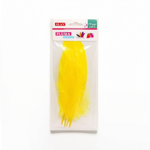 Piuma di gallinaccia ILAN 17 cm gialla per decorazioni e lavoretti artistici - Product Image 1