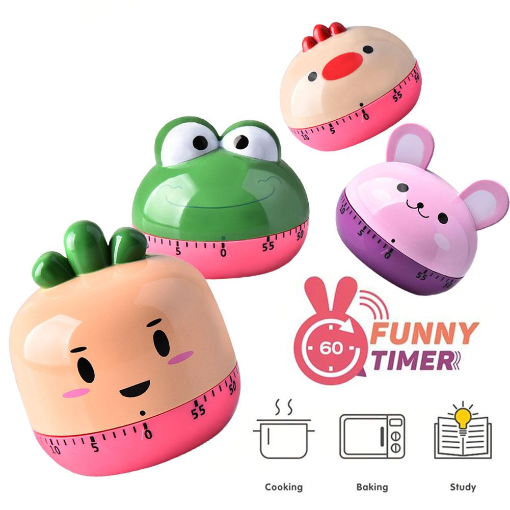 Timer da cucina Cute Cartoon Study Timer meccanico 60 minuti Home Desktop Decor Timer da cucina con conto alla rovescia rotante